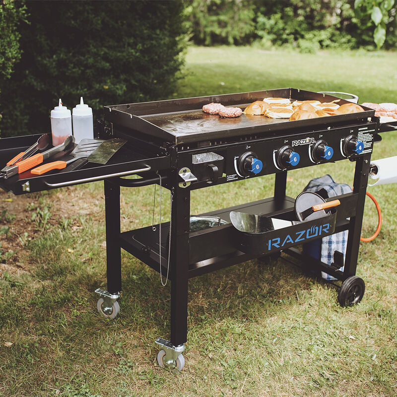 Razor 2-Burner Griddle Grill with Foldable Side Shelves and Cover