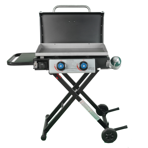 Maximum Portability With Plenty of Room to Cook. Deluxe 25 Inch Folding 2-Burner Griddle