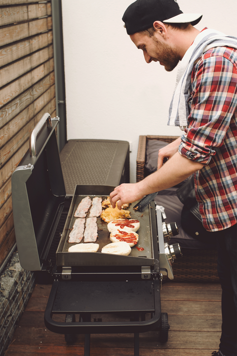 Maximum Portability With Plenty of Room to Cook. Deluxe 25 Inch Folding 2-Burner Griddle