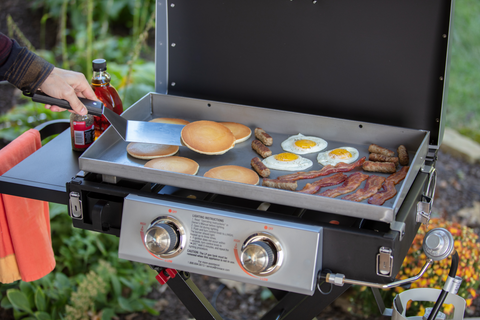 Maximum Portability With Plenty of Room to Cook. Deluxe 25 Inch Folding 2-Burner Griddle