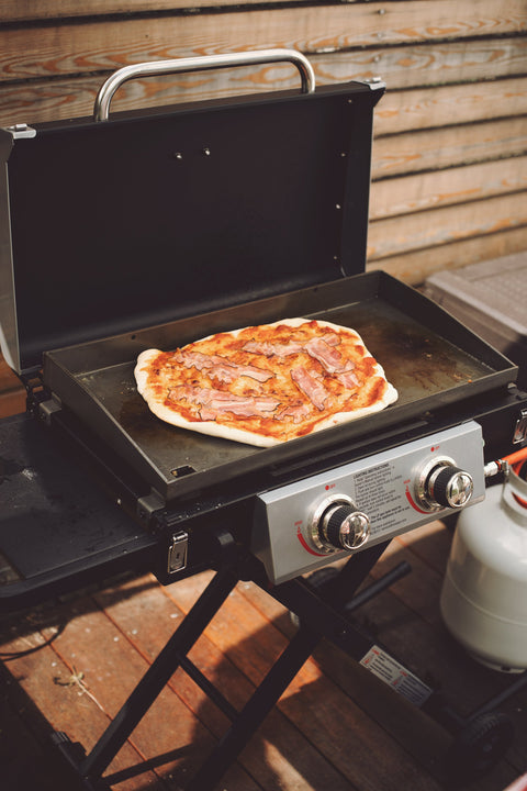 Maximum Portability With Plenty of Room to Cook. Deluxe 25 Inch Folding 2-Burner Griddle